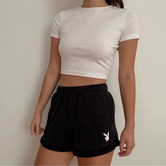 Playboy By PacSun Bunny Rolled Sweat Shorts - Picture 1 of 5